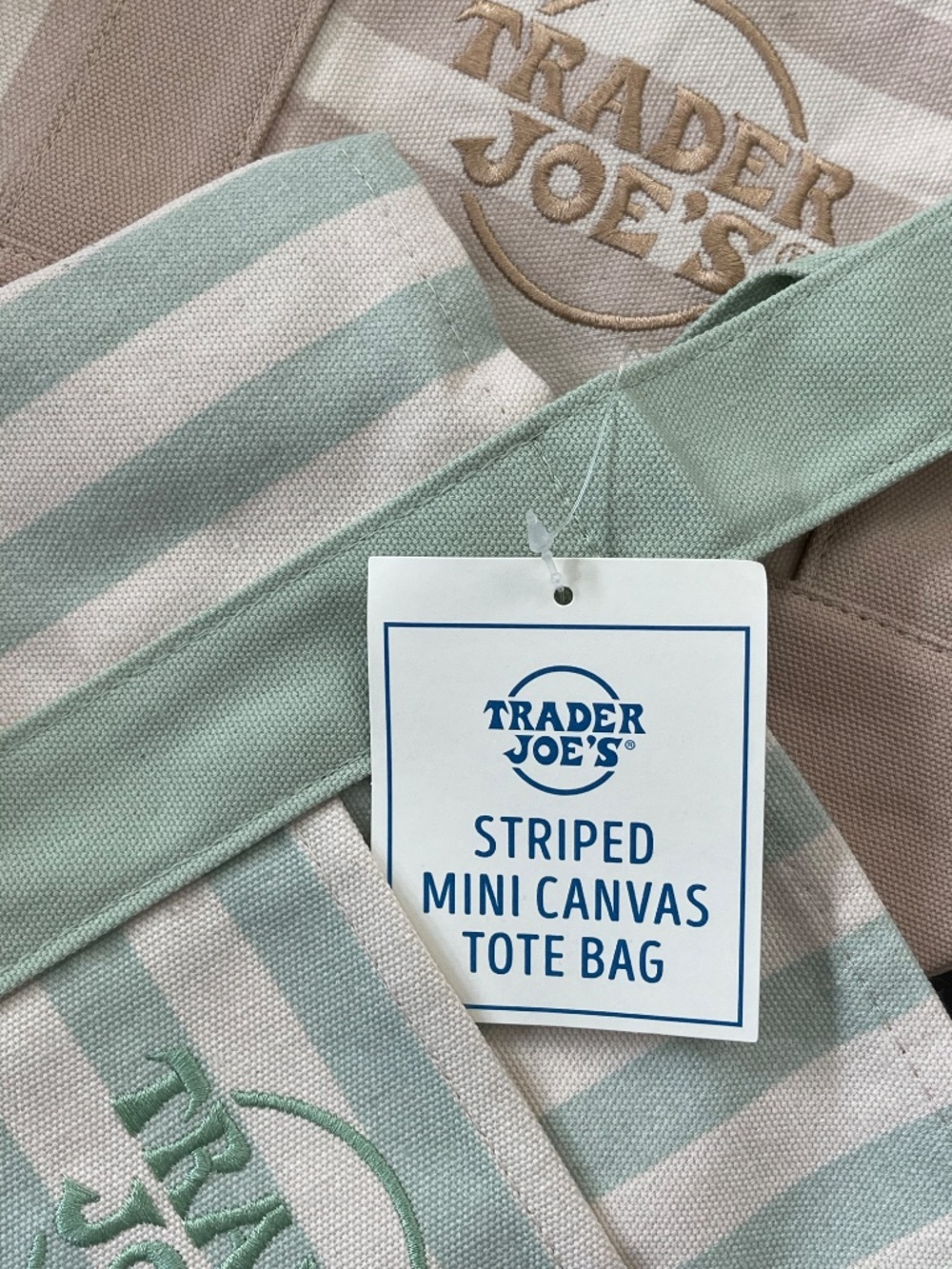 NWT VIRAL Trader Joe's Striped Canvas Mini Totes ~ SET OF 4 Summer 2026 - Picture 3 of 4